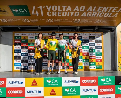 Podium del Caja Rural-RGA en la 1ª etapa de la Volta a Alentejo. FOTO: ©Volta Alentejo