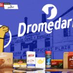 Varios de los productos de Café Dromedario con el fondo de la fábrica original de hace 150 años en Santander. La foto de fondo pertenece a El Diario Montañes. Infografía: ©ciclismo gonzalez.